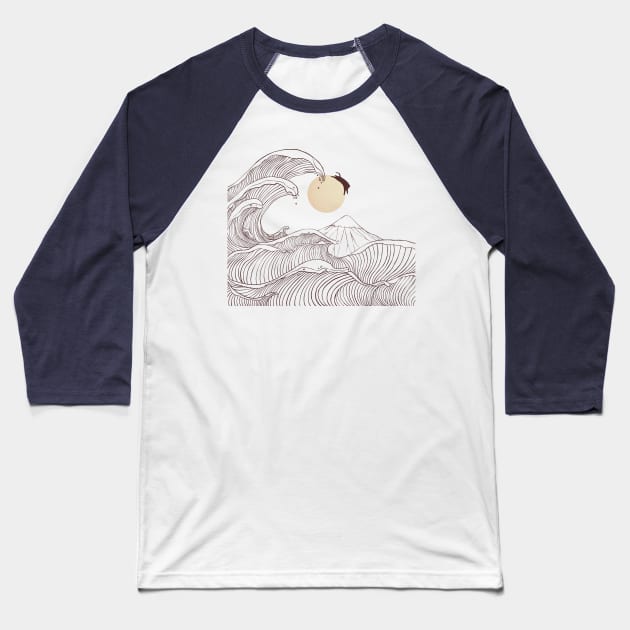 The great wave of black cat moonlight Baseball T-Shirt by Chewbarber